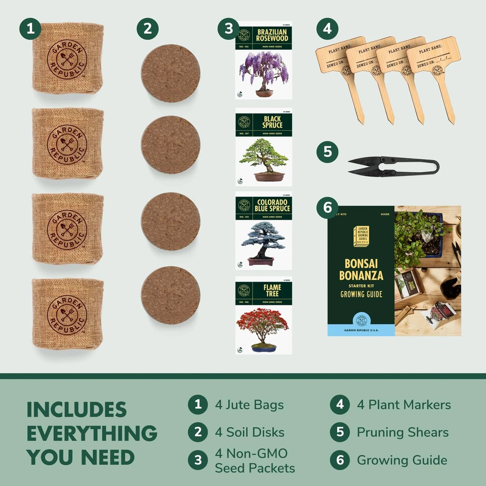 Garden Republic Bonsai Tree Kit - Mini Bonsai Seeds, 4 Types - Seed Starter P... - Image 3 of 4