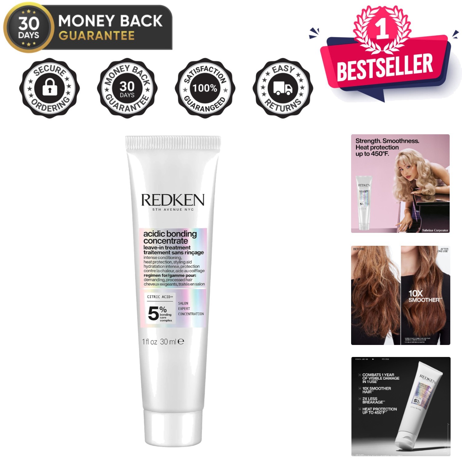 Redken Leave in Conditioner Damaged Hair Repair Acidic Bonding Concentrate NEW