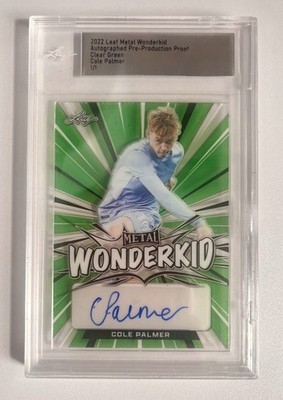 Cole Palmer 1/1 Auto 2022 Leaf Metal Wonderkid Clear Green Pre-Production Proof