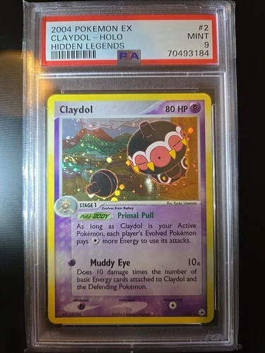 Pokemon 2004 Claydol Holo #2 EX Hidden Legends PSA 9 MINT *SWIRL*