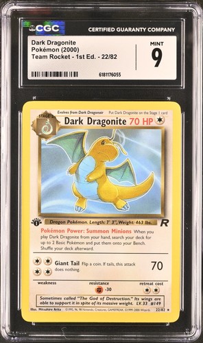 Dark Dragonite (1st Edition) graded CGC 9 for sale on eBay