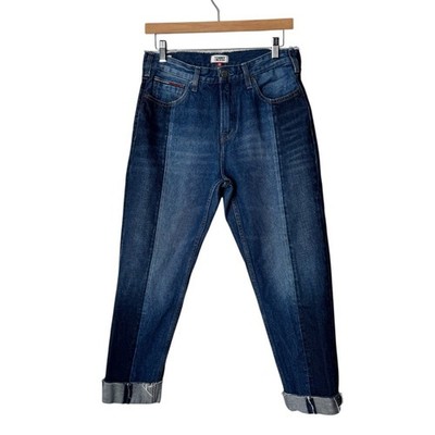 Tommy Hilfiger Izzy High Rise Slim Cropped Two Tone Jeans Denim Pants Womens 28