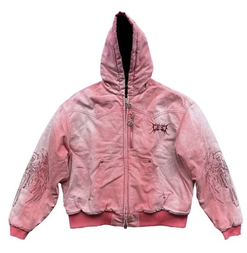 NEW C.E.E.C. LA Skull Angel Quilted CEEC Hooded Zipped Jacket retail $550 L - product listing photo