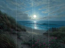 Ceramic Backsplash Tile Mural Water View Landscape - Evening Glories