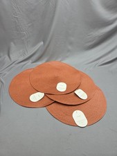 NWT! Threshold Charger Placemat Set Orange Round 15" Diameter Straw  4 Pieces