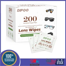200 Count Lens Wipes for Eyeglasses, Eye glasses Cleaner Wipes Pre-moistened