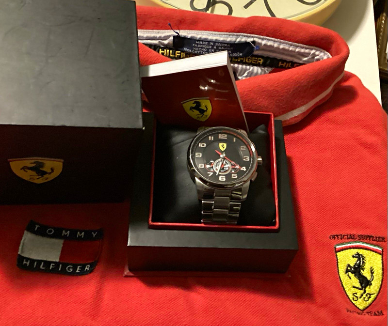 Scuderia Ferrari Officially Licensed Wristwatch w/ Box & Red Polo Shirt