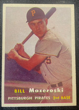 BILL MAZEROSKI - 1957 TOPPS  ROOKIE Baseball Card - SLIGHT WEAR - VINTAGE!. rookie card picture