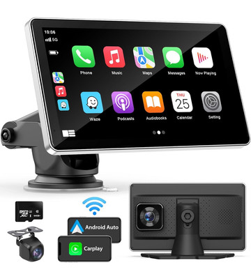 Apple Carplay & Android Auto, 7'' Portable Apple Carplay Screen Stereo with 4K 