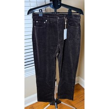 Quince Organic Stretch Corduroy Straight Leg Pants Espresso Brown Womens 12 NEW