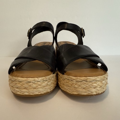 Sandalias Born Moriah BR0057903 Wms 9 negras correa al tobillo tacón de cuña “probadas” - Imagen 6 de 14