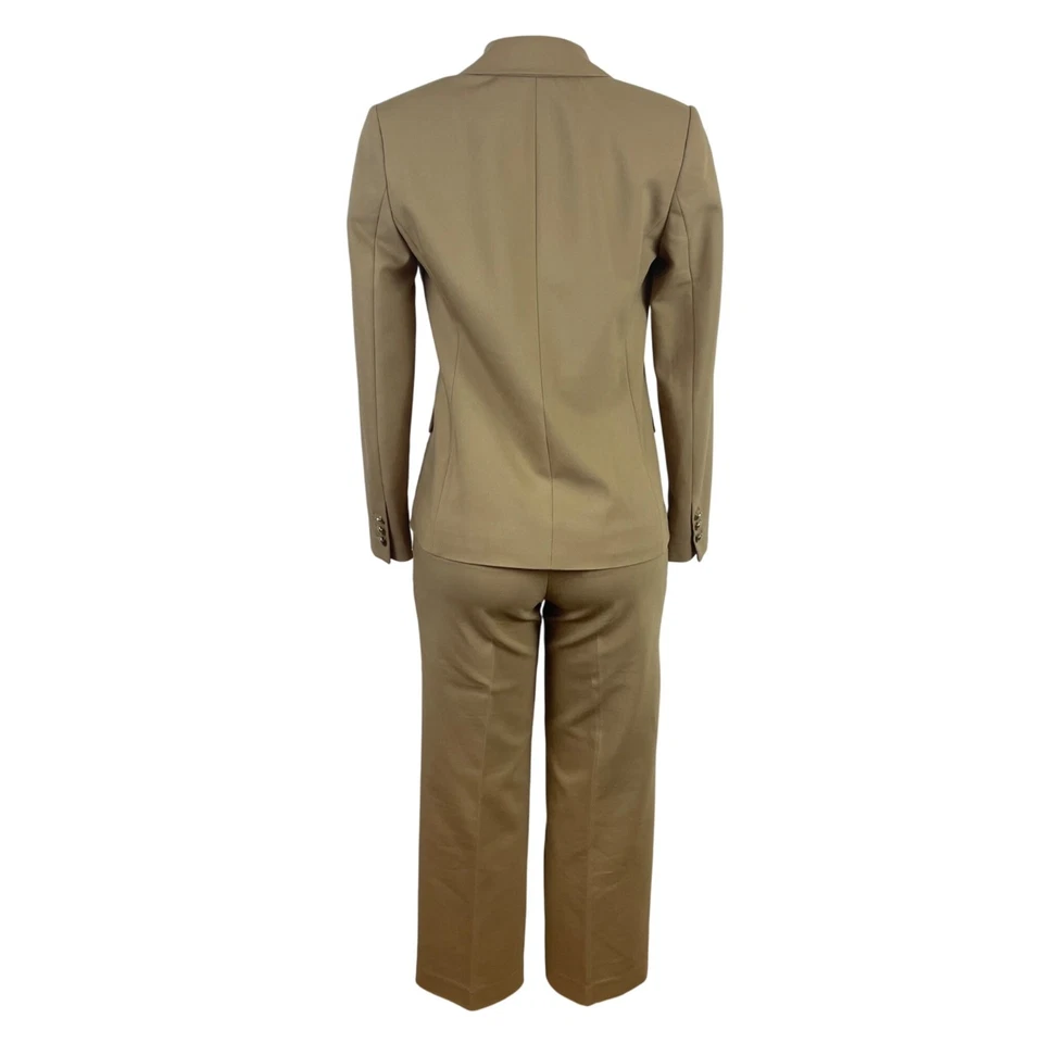 Conjunto de traje blazer de pierna ancha y pantalones blazer de doble botonadura talla M Michael Kors tostados para mujer Foto 3 de 4