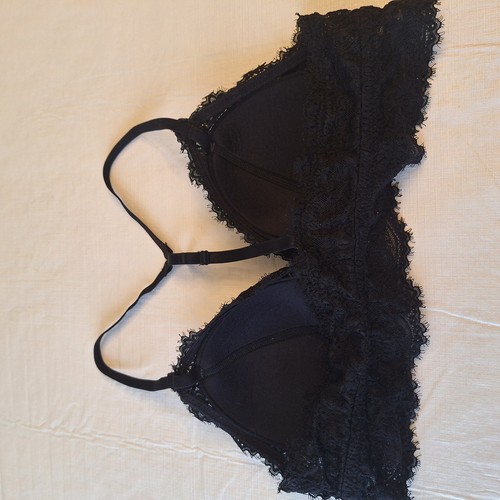 Aerie Black Lace Racerback Bra Pullover Bralette Padded Wireless Lined Size L - Picture 4 of 12