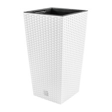 Tall Planter Square Flower Pot Outdoor Indoor Rattan Style 3 Colours 8 Sizes UK