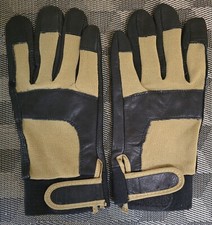 Men's Black Cow Leather Lined Gloves with Stretch Spandex on Top; Size Large