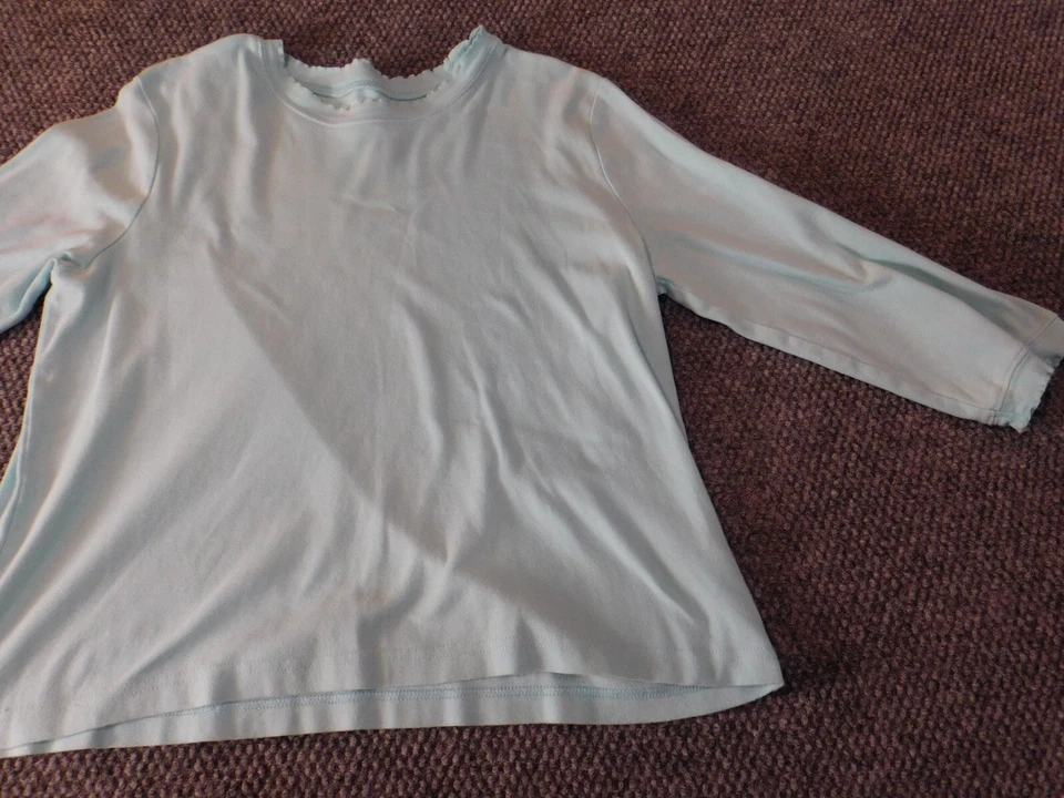 Blusa Orvis Mujer Mediana Azul Pullover Clásico Informal Top Algodón Foto 2 de 4