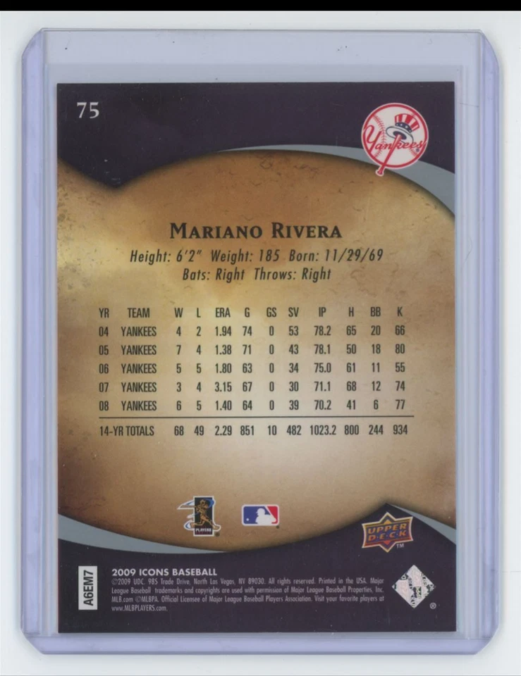 2009 Upper Deck Icons Mariano Rivera New York Yankees #75. - Image 2 of 2