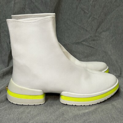 $550 STUART WEITZMAN SW612 BOOTIE HIGH TOP SNEAKER White Neon Yellow Size 10
