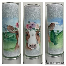 Floral Country Cow  Sublimated Stainless Steel 20oz Tumbler
