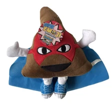 EMOJI EXPRESSIONS Super Hero MeMoji Brown PLUSH POO PILLOW With Hands & Feet-NEW