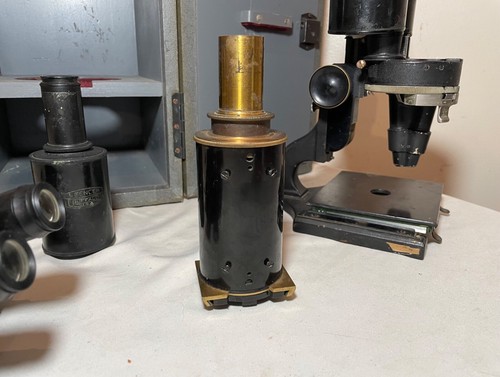 antique Carl Zeiss Spencer Buffalo binocular lab microscope brass attachments - Picture 6 of 16