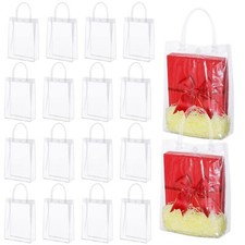 16 Pcs Clear PVC Gift Bags with Handles for Merchandise Retail Small Business