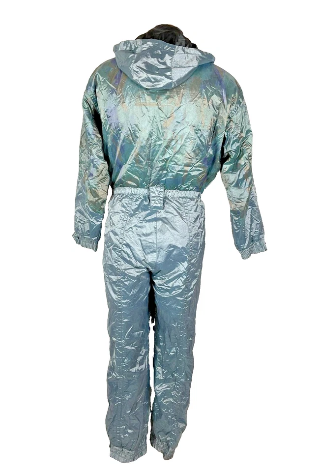 Vtg 80s 90s Iridescent OBERMEYER Snowsuit One Piece SKI SUIT Snow Bib Womens 14 - Image 2 of 4