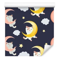 10M Vlies Tapete Kinderzimmer Himmel Monde Sterne Wolken Katzen Schlaf Xxl 2429