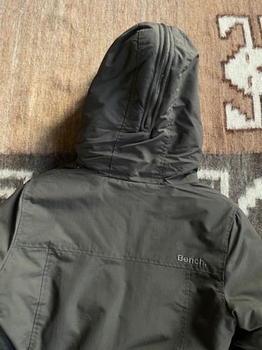 Bench Y2K Vintage Women's Khaki Fur Trim Bomber Jacket Size M - Picture 8 of 12