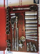 Snap-On Tools 35 pc 1/4" Drive 6-Point SAE Socket ratchet swivel Breaker bar Lot