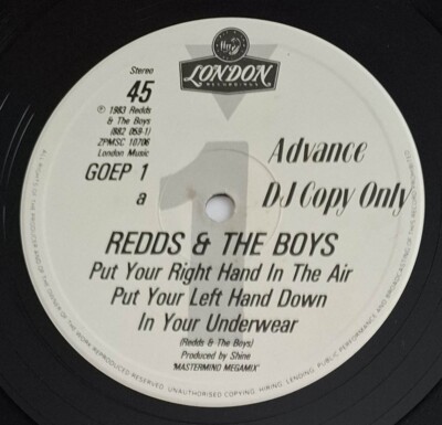 REDDS & BOYS 'Put Your Right Hand In The Air' 12'' Promo London Records GOEP1