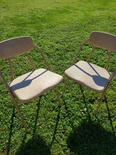 2 VINTAGE MID CENTURY MODERN MCM HAMILTON COSCO FOLDING CHAIRS 