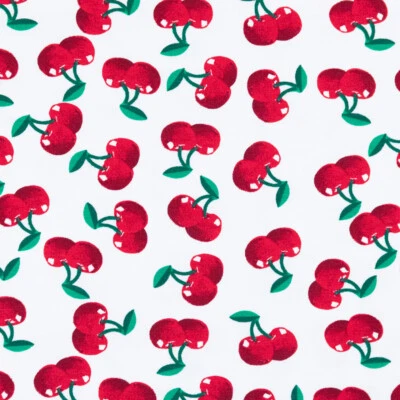 Jersey di cotone ciliegie rosse bianco (prezzo=0,5 m)