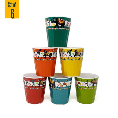 Juego de 6 vasos de té artesanales de cerámica arte tribal seguros | eBay