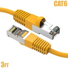 3FT Cat6 RJ45 Ethernet LAN Network SSTP Shielded Patch Cable Copper 26AWG Yellow