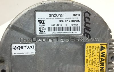 Genteq Endura HW18 Module Only 230VAC 3/4HP CCW LE rot used #Z720