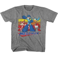 Kids Mega Man Multi Color Rectangles Gaming Shirt
