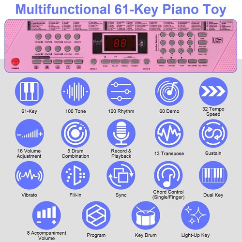 Electric Music Piano Kids Digital Keyboard Piano Musical Instrument Piano Gift - Picture 8 of 79
