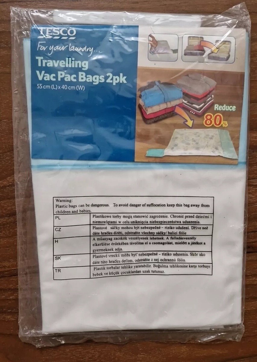 Tesco Travelling Vac Pac Bags, pack NEW UK