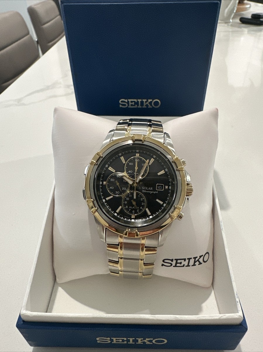 NEW SEIKO V172-0AJ0 Quartz Solar Chronograph Blue Dial Mens NEW SEIKO V172-0AJ0 Quartz Solar Chronograph Blue Dial Mens