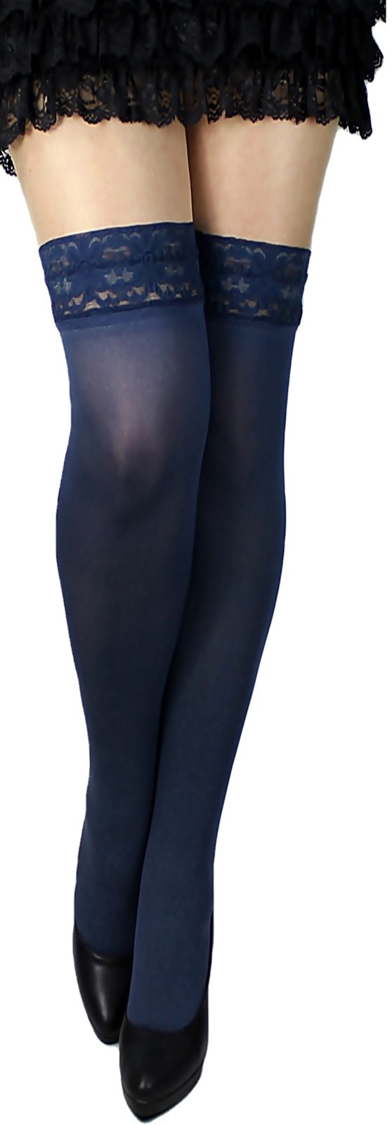 Plus Size Strumpfhose 80 Den - Halterlose Strümpfe Mit Spitze Blickdicht