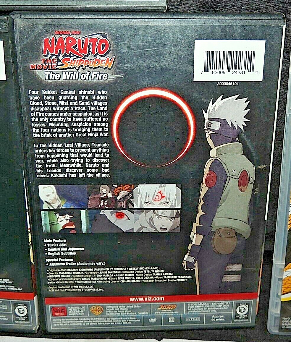 Naruto Shippuden:The Movie & Dragon Ball Z Movies Lot Set {DVD} 9