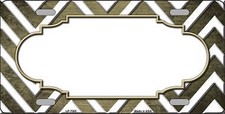 Gold White Chevron Scallop Rubbed Metal Novelty License Plate Tag Lp7095