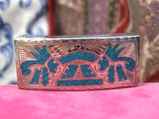 Vintage sterling turquoise Mexico ladies belt buckle