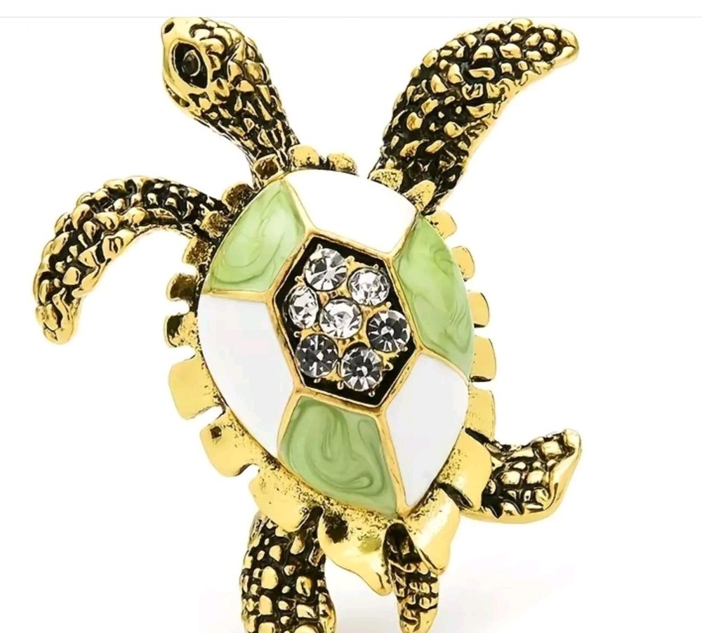 Turtle Rhinestone Brooch Pin Fashion Jewelry Free Fast Shipping