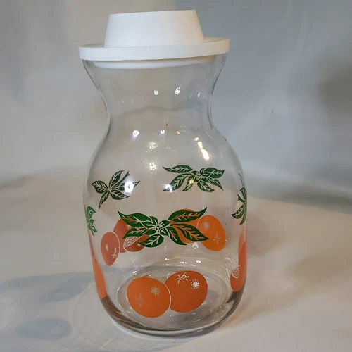 Vtg Federal Glass Handi-Serv Retro 1950s Orange Juice Carafe Pitcher + Lid EUC