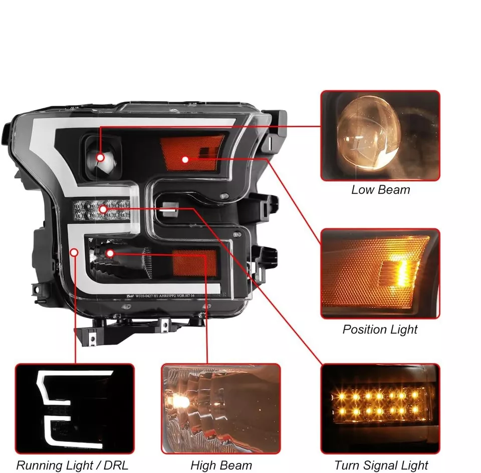 Par de faros proyectores LED DRL para faros Ford F-150 2015 2016 2017-2020 Foto 3 de 4