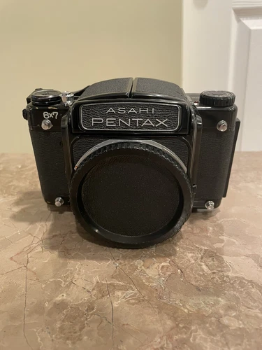 Asahi Pentax 6x7 Film Camera with Pentax Proback & Waist Level Finder, Dust Cap