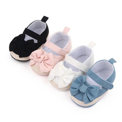 1 Pair 018 Months New Baby Girl Bow Canvas Shoes Baby Shoes for First