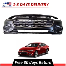 Complete Front Bumper Cover W/Valance Grille Fog Trim Set For 16-18 Chevy Malibu